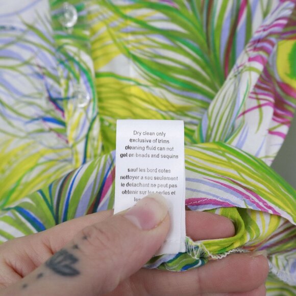 Nanette Lepore Peacock Print Top Women 2 White Boho Unique Artsy Creative Whimsy - Picture 7 of 16